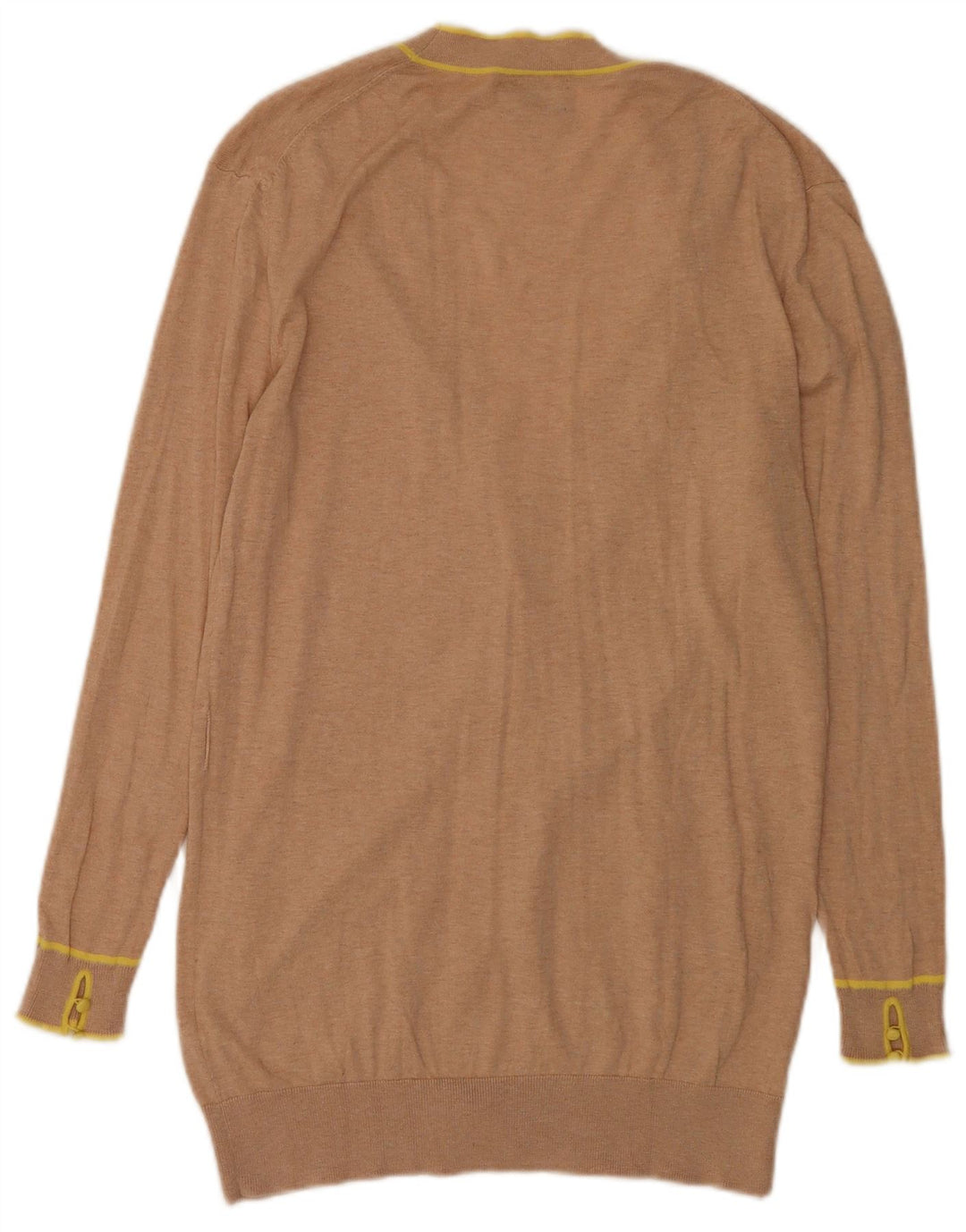 Massimo Dutti Womens Longline Cardigan Sweater UK 16 Large Beige Silk