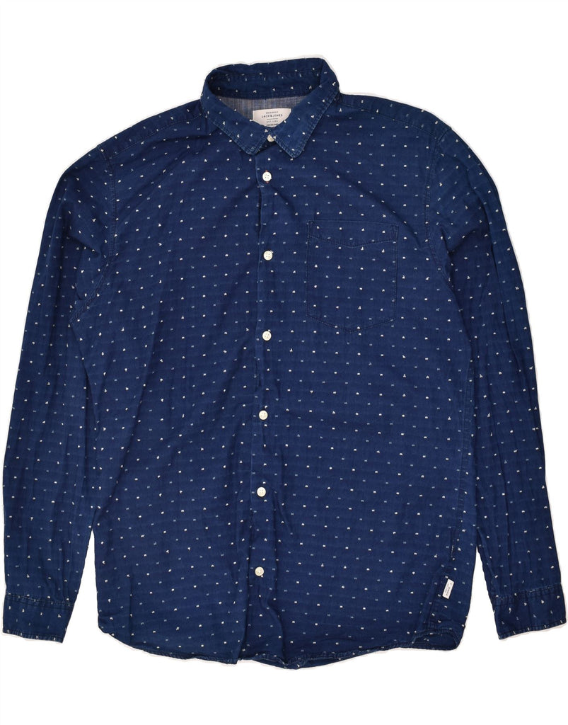 JACK & JONES Mens Originals Shirt XL Navy Blue Spotted Cotton | Vintage Jack & Jones | Thrift | Second-Hand Jack & Jones | Used Clothing | Messina Hembry 