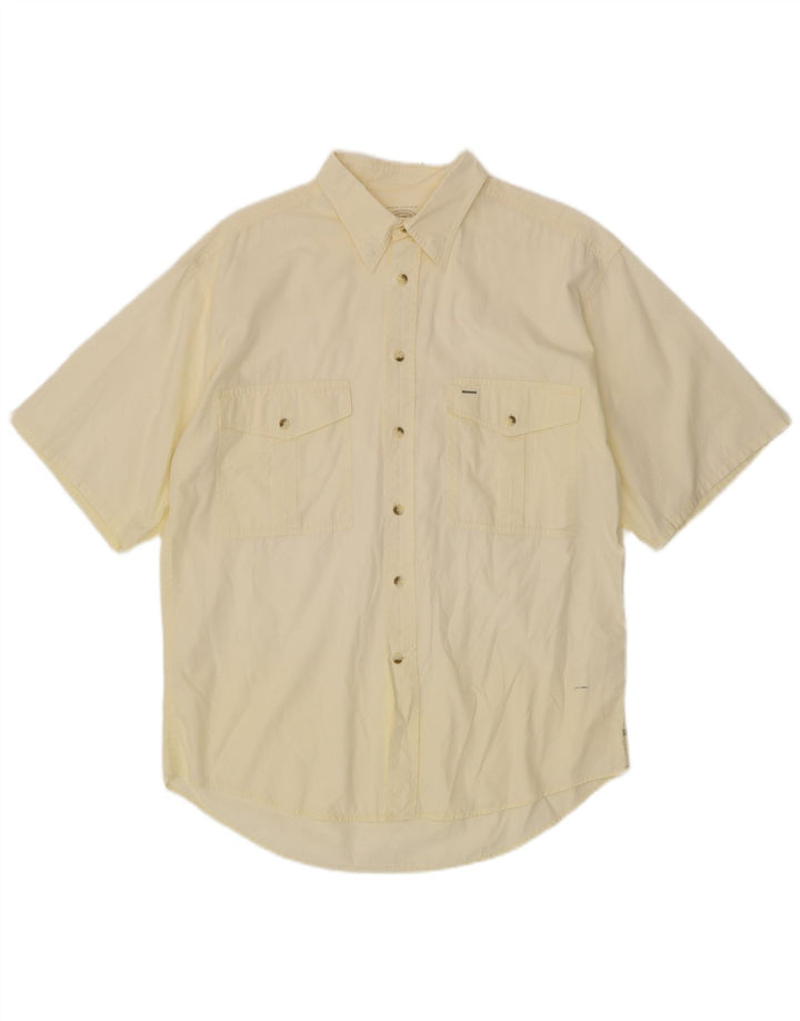 BOSTON Mens Short Sleeve Shirt Size 41 16 Large Yellow Cotton