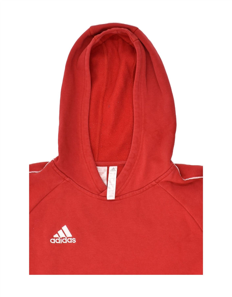 ADIDAS Boys Hoodie Jumper 13-14 Years Red Cotton | Vintage Adidas | Thrift | Second-Hand Adidas | Used Clothing | Messina Hembry 