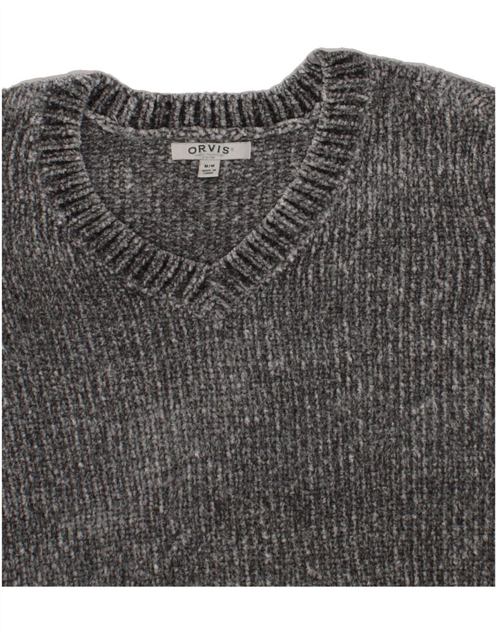 ORVIS Womens V-Neck Jumper Sweater UK 14 Medium Grey Polyester Vintage Orvis and Second-Hand Orvis from Messina Hembry 