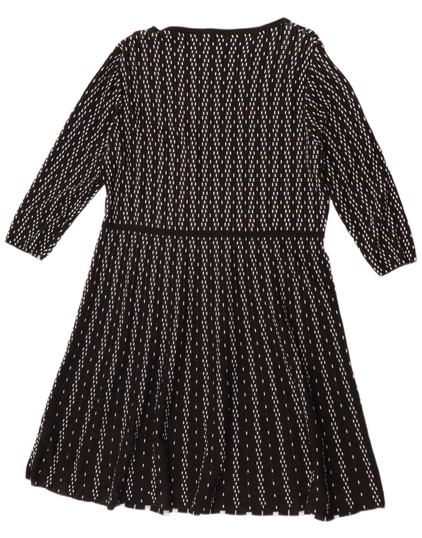 Monsoon Womens 3/4 Sleeve Jumper Dress UK 18 XL Black Geometric Viscose