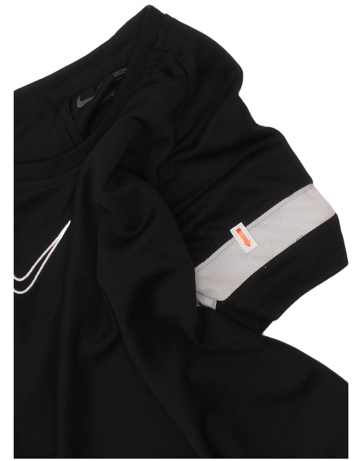 NIKE Boys Dri Fit T-Shirt Top 10-11 Years Medium Black Colourblock