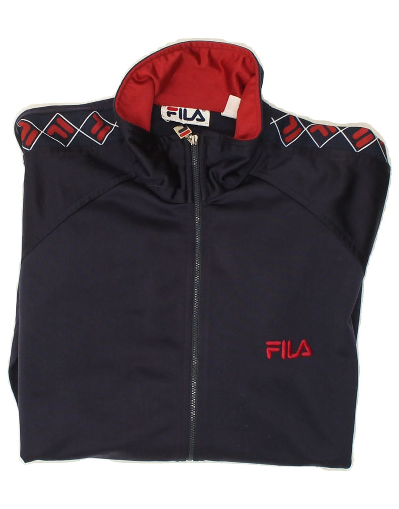 FILA Mens Tracksuit Top Jacket Small Navy Blue Polyester | Vintage Fila | Thrift | Second-Hand Fila | Used Clothing | Messina Hembry 