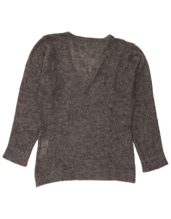 Marella Womens V-Neck Jumper Sweater UK 16 Large Grey Polyamide