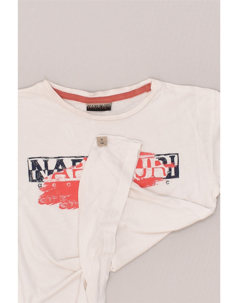 NAPAPIJRI Boys Graphic Top 3/4 Sleeve 9-10 Years White | Vintage Napapijri | Thrift | Second-Hand Napapijri | Used Clothing | Messina Hembry 