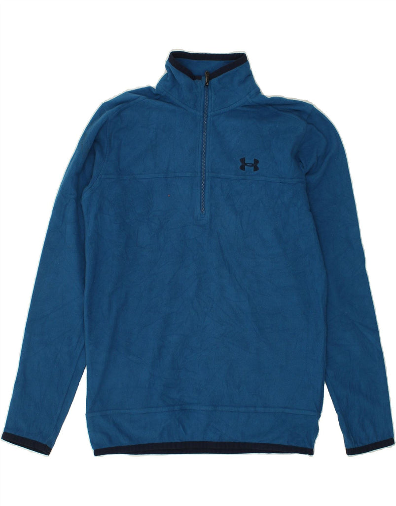 UNDER ARMOUR Mens Zip Neck Fleece Jumper Small Blue Polyester | Vintage Under Armour | Thrift | Second-Hand Under Armour | Used Clothing | Messina Hembry 