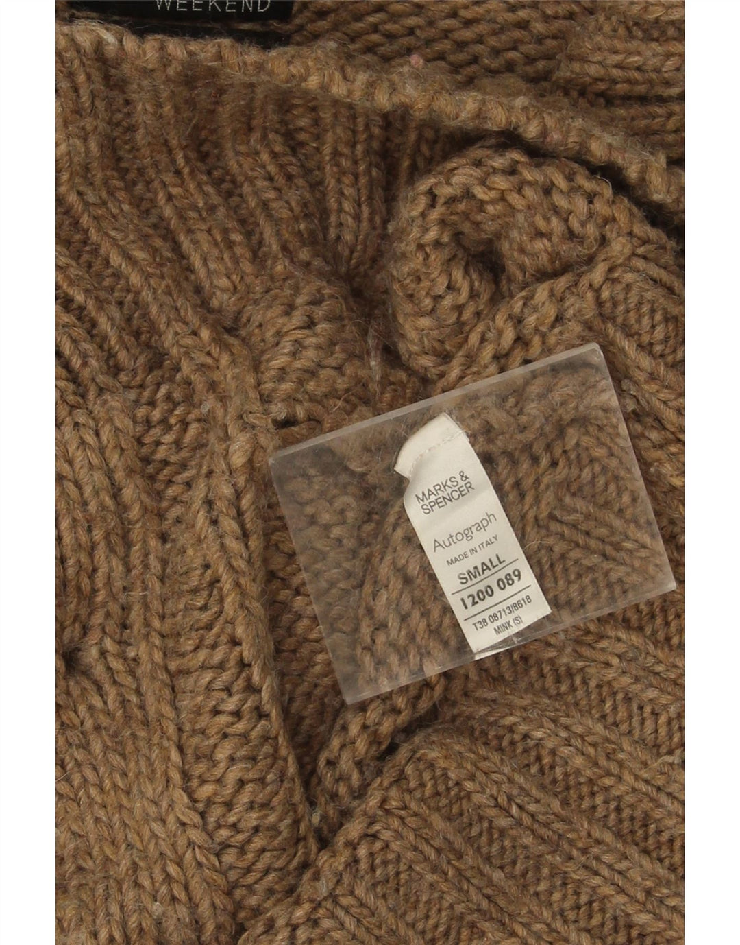 Marks & Spencer Womens Short Sleeve Cardigan Sweater UK 10 Small Beige