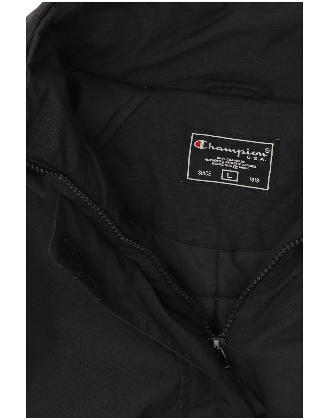 Champion Womens Hooded Padded Jacket UK 16 Large Black Polyester