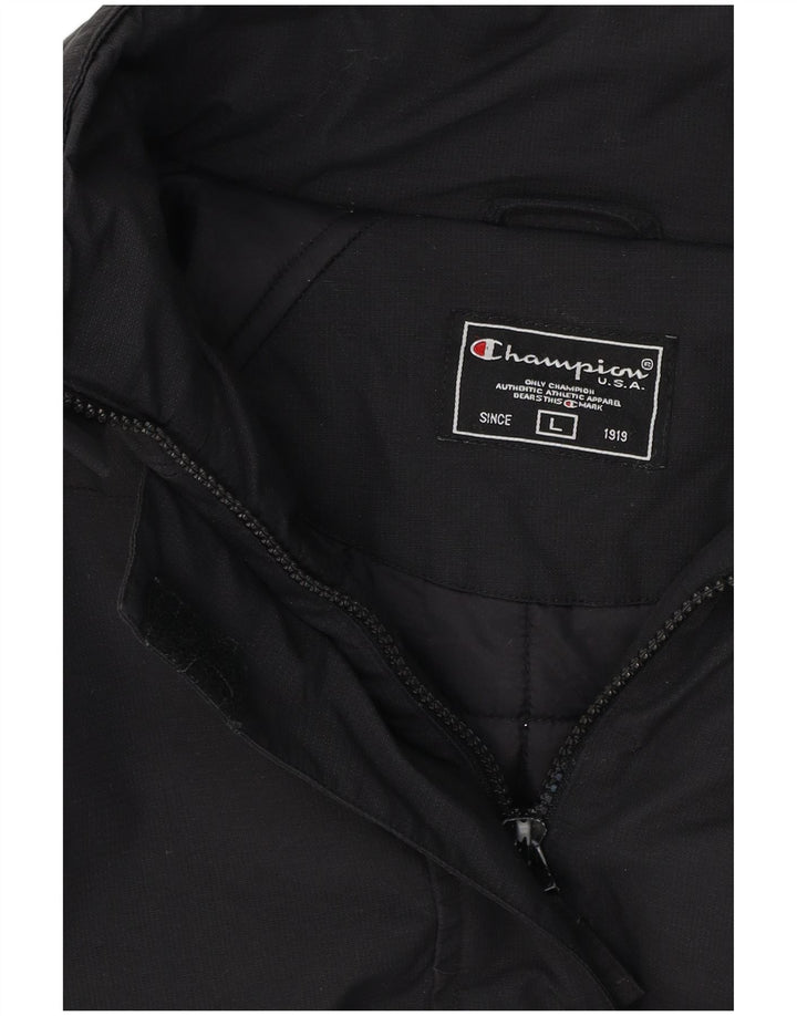 Champion Womens Hooded Padded Jacket UK 16 Large Black Polyester