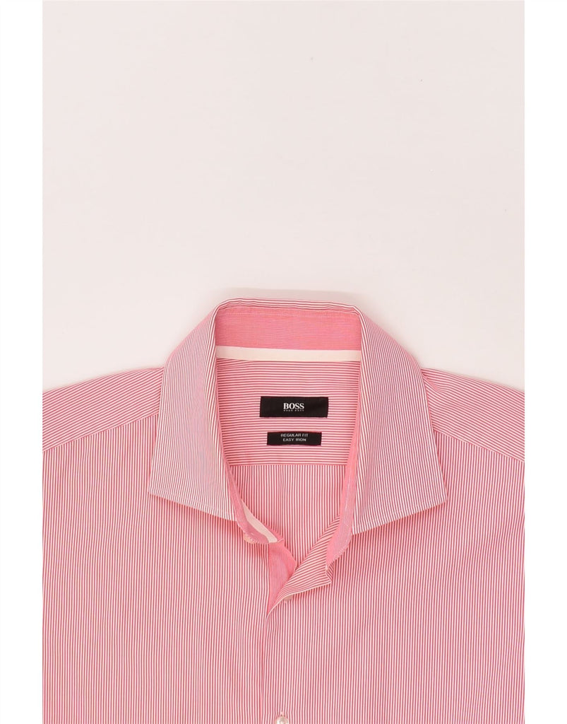 HUGO BOSS Mens Regular Fit Shirt Size 43 Large Pink Pinstripe | Vintage Hugo Boss | Thrift | Second-Hand Hugo Boss | Used Clothing | Messina Hembry 