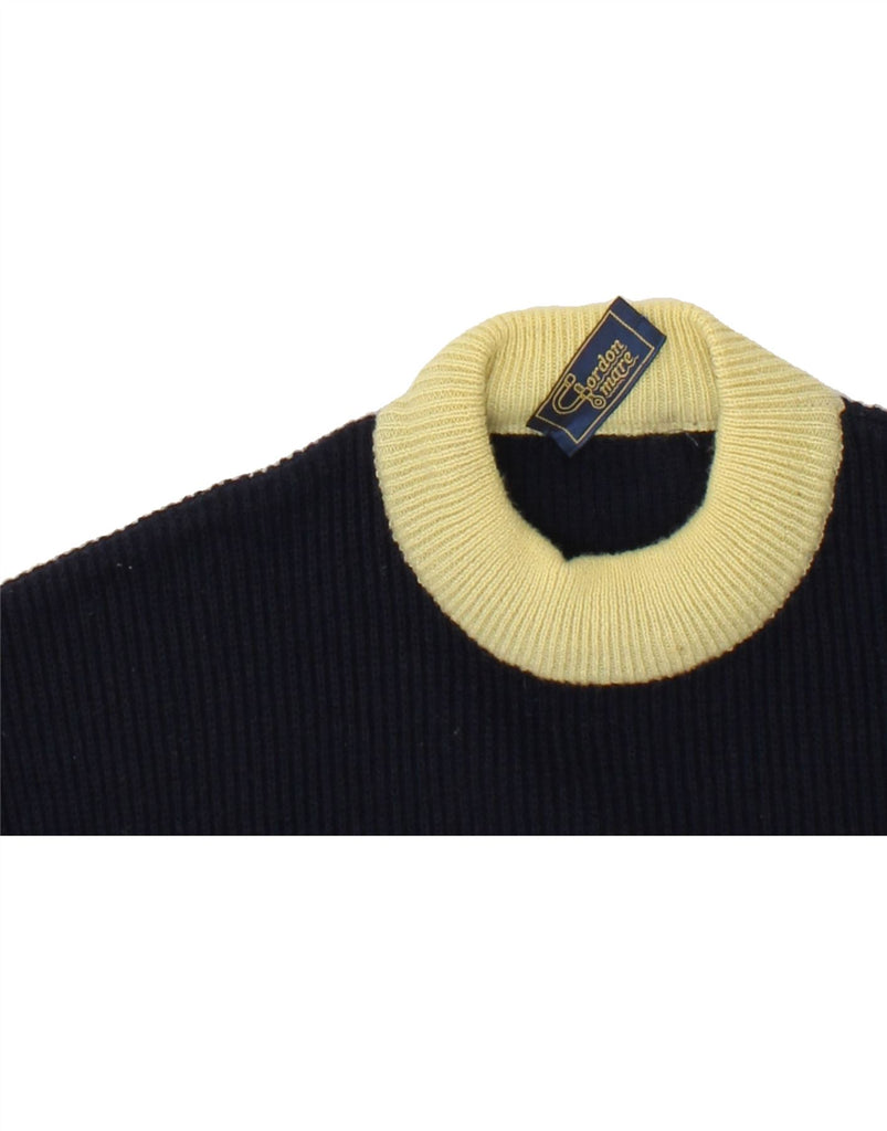 VINTAGE Mens Crew Neck Jumper Sweater Medium Black Colourblock Acrylic | Vintage Vintage | Thrift | Second-Hand Vintage | Used Clothing | Messina Hembry 