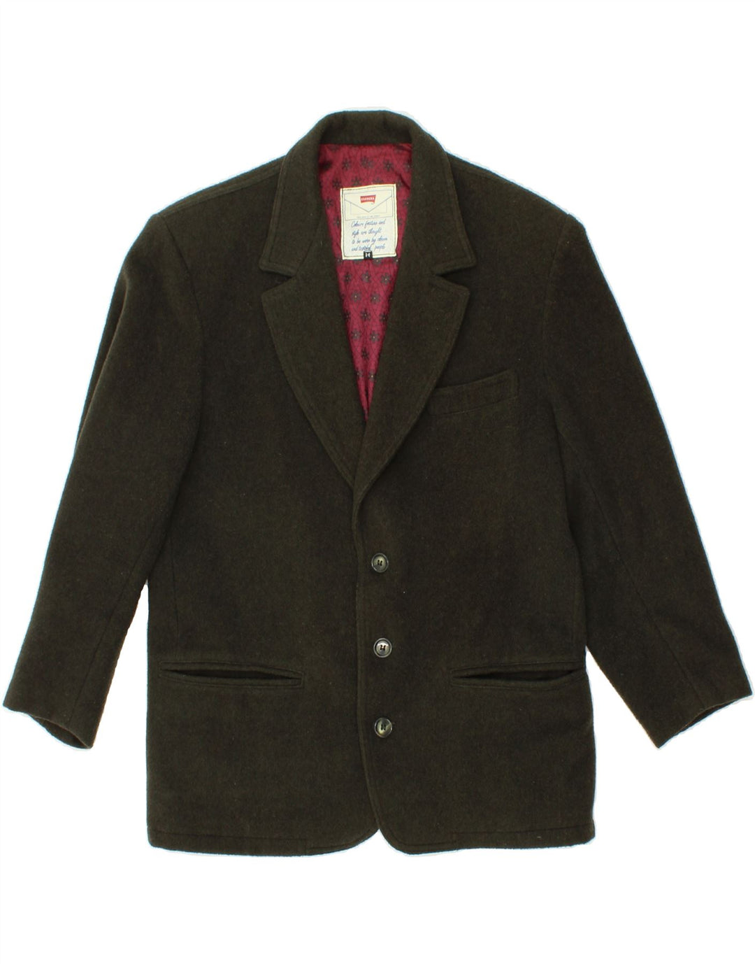 CARRERA Womens 3/4 Sleeve 3 Button Blazer Jacket UK 14 Large Khaki Wool Vintage Carrera and Second-Hand Carrera from Messina Hembry 