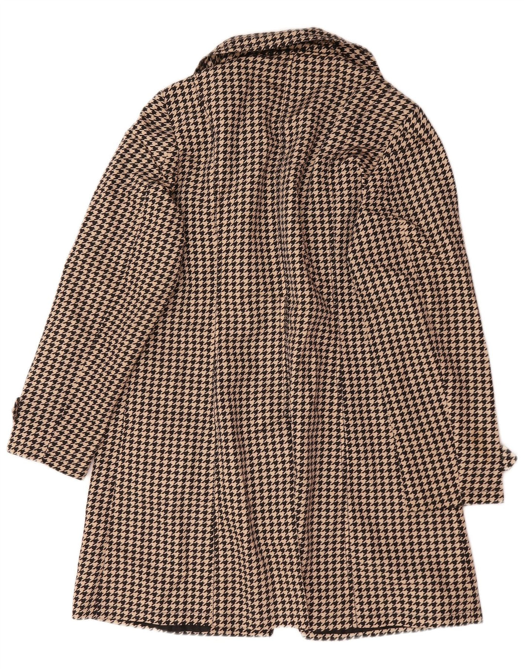 Marks & Spencer Womens Trench Coat UK 14 Large Beige Houndstooth Polyester