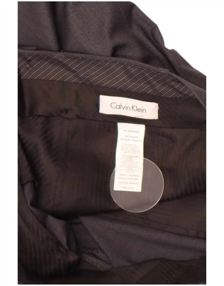 Calvin Klein Mens Straight Suit Trousers W36 L32 Grey Polyester