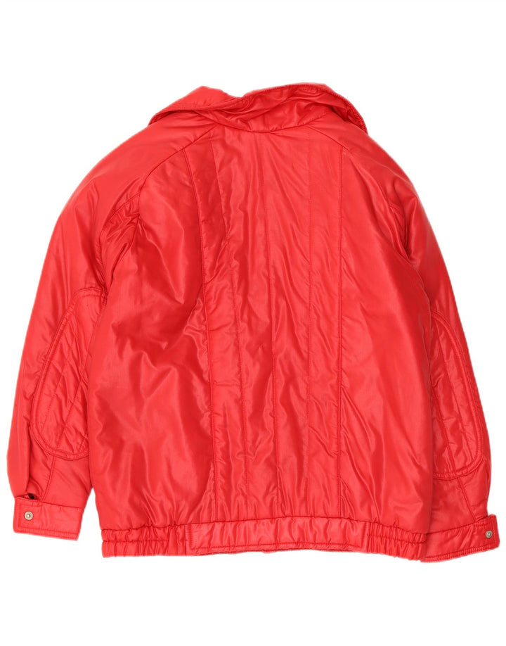 Vintage Womens Biker Padded Jacket UK 14 Medium Red