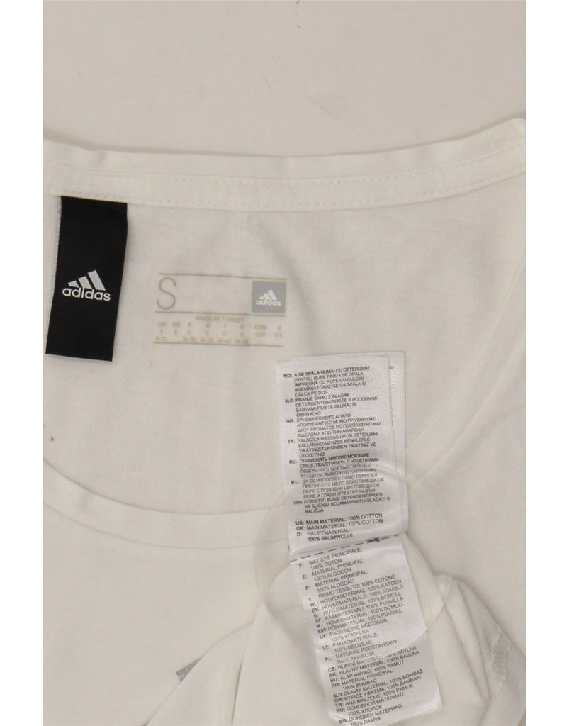 ADIDAS Womens Graphic T-Shirt Top Size 8/10 Small White Cotton Vintage Adidas and Second-Hand Adidas from Messina Hembry 