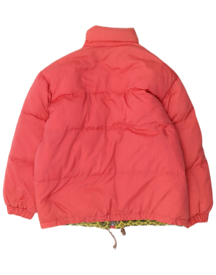 Vintage Mens Loose Fit Padded Jacket IT 46 Small Pink Floral Polyamide