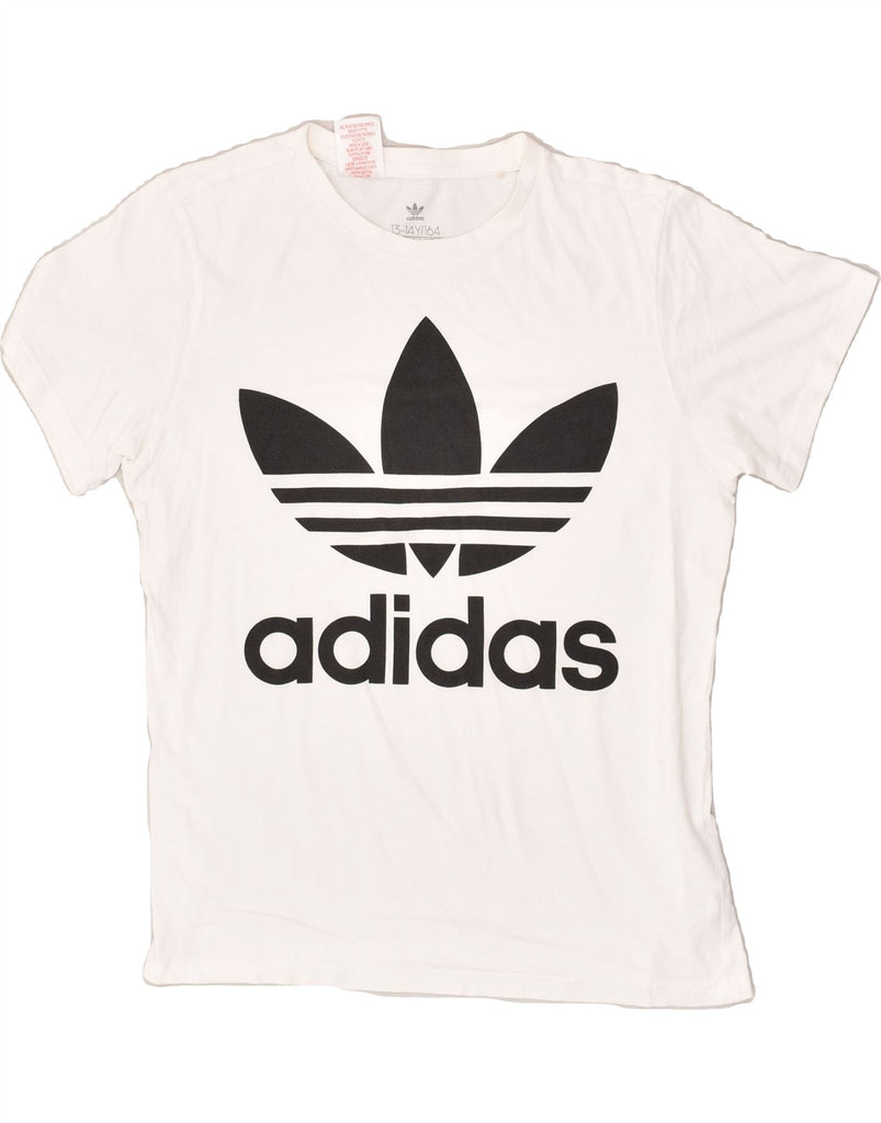 ADIDAS Boys Graphic T-Shirt Top 13-14 Years White | Vintage Adidas | Thrift | Second-Hand Adidas | Used Clothing | Messina Hembry 