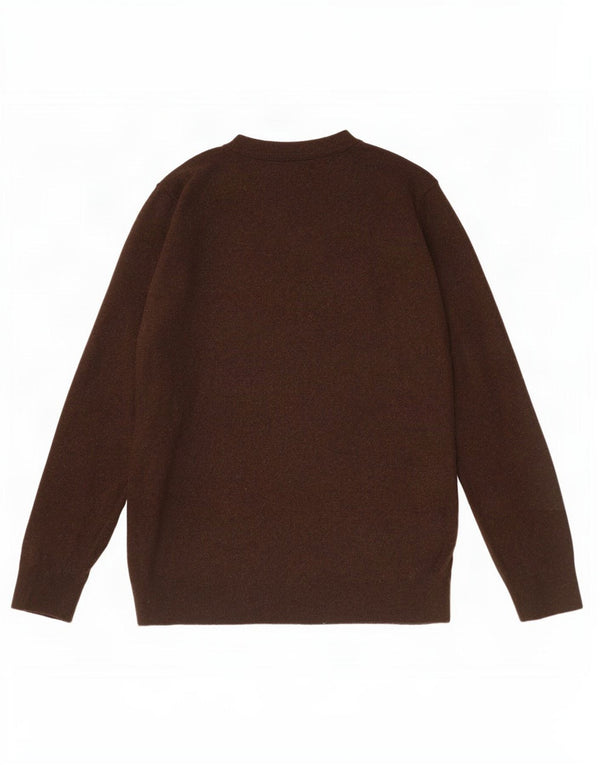 Zara Mens Crew Neck Jumper Sweater XL Brown Viscose