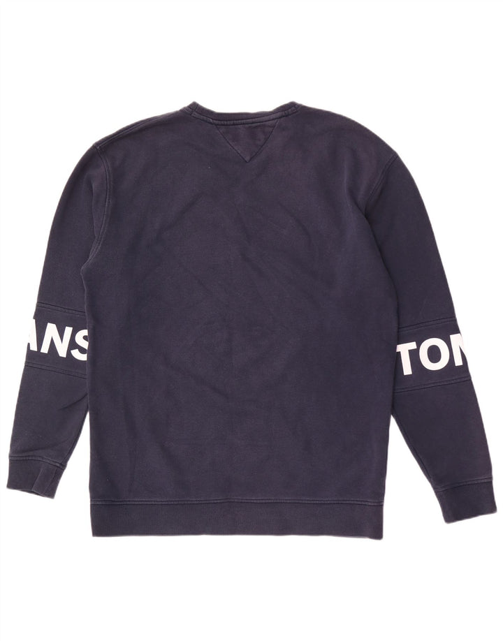 TOMMY HILFIGER Mens Graphic Relaxed Fit Sweatshirt Jumper Medium Navy Blue