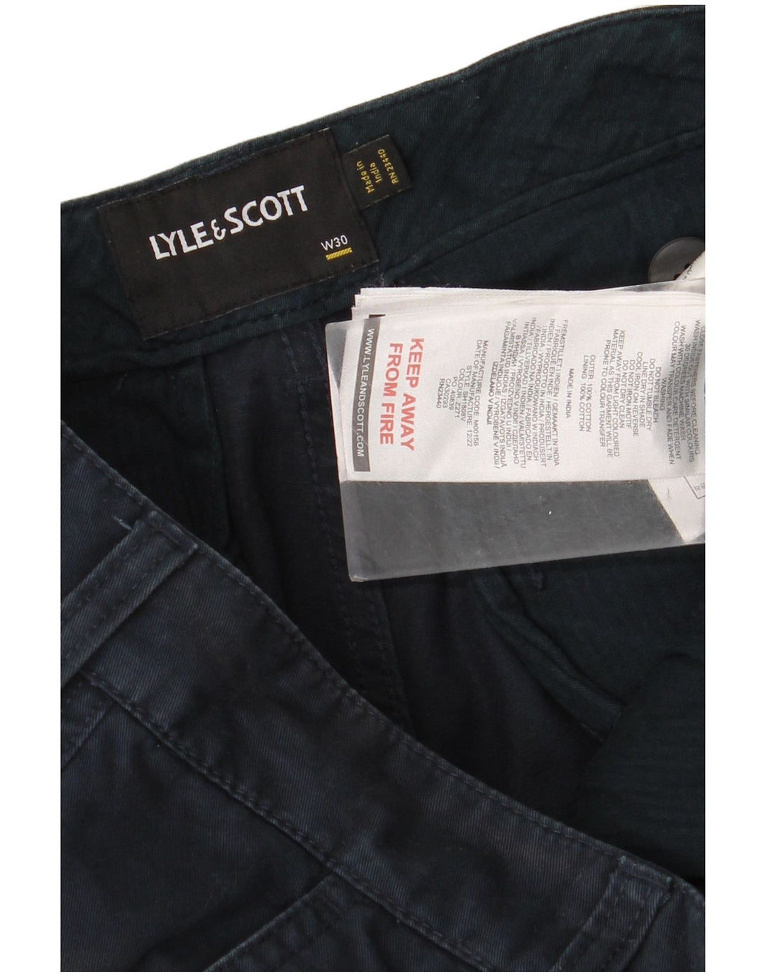 Lyle & Scott Mens Cargo Shorts W30 Medium Navy Blue Cotton