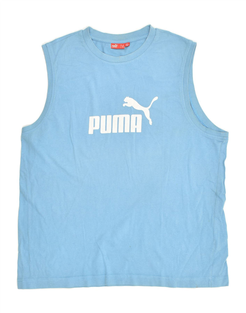 PUMA Mens Graphic Vest Top XL Blue | Vintage Puma | Thrift | Second-Hand Puma | Used Clothing | Messina Hembry 