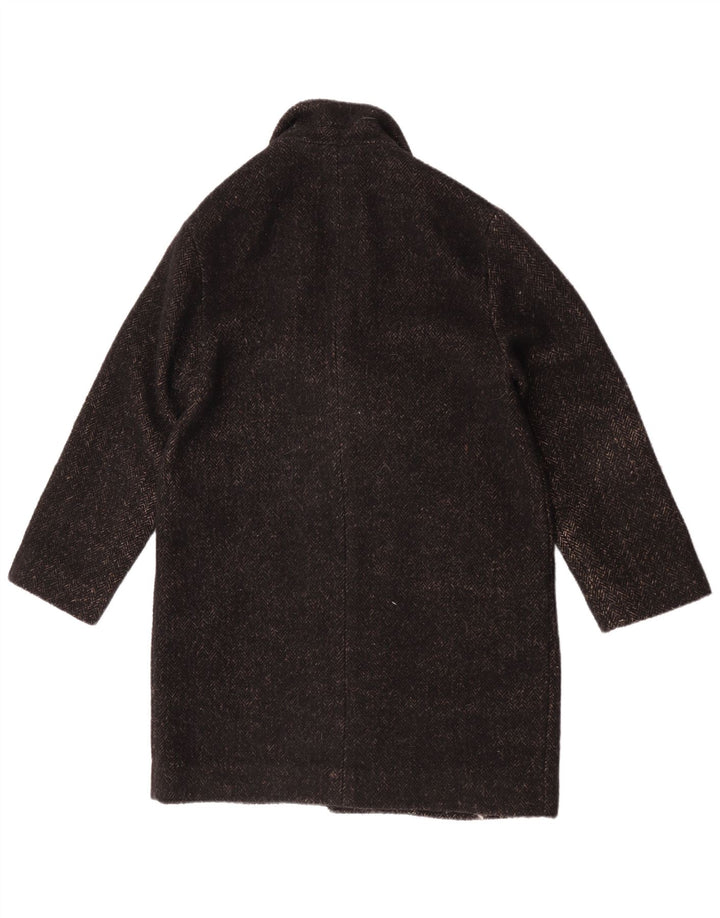 Levi's Womens Oversized Overcoat UK 10 Small Black Herringbone Polyester