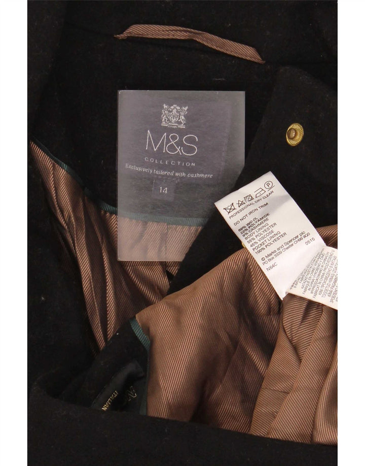 Marks & Spencer Womens Overcoat UK 14 Large Black Wool