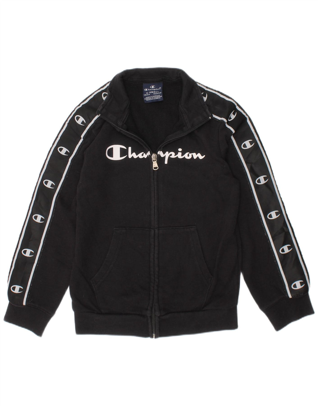 Champion Boys Graphic Tracksuit Top Jacket 5-6 Years XS Black Cotton