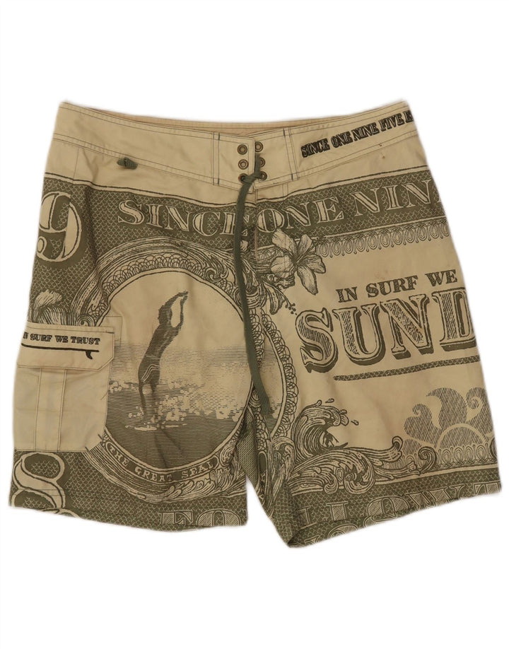 SUNDEK Mens Graphic Swimming Shorts Medium  Green Polyester
