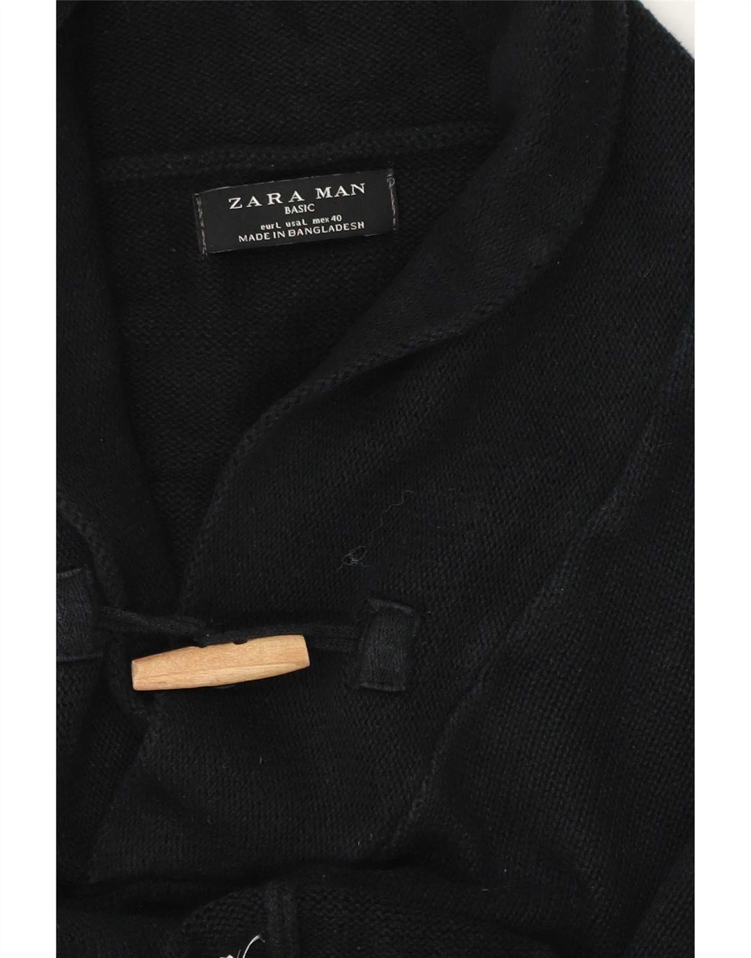 Zara Mens Shawl Neck Jumper Sweater Large Black Cotton