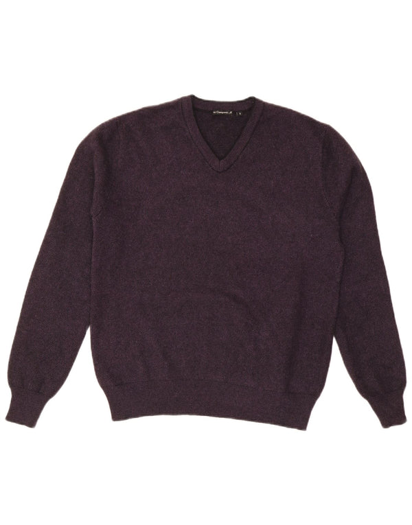 Best Company Mens V-Neck Jumper Sweater Small Purple Wool