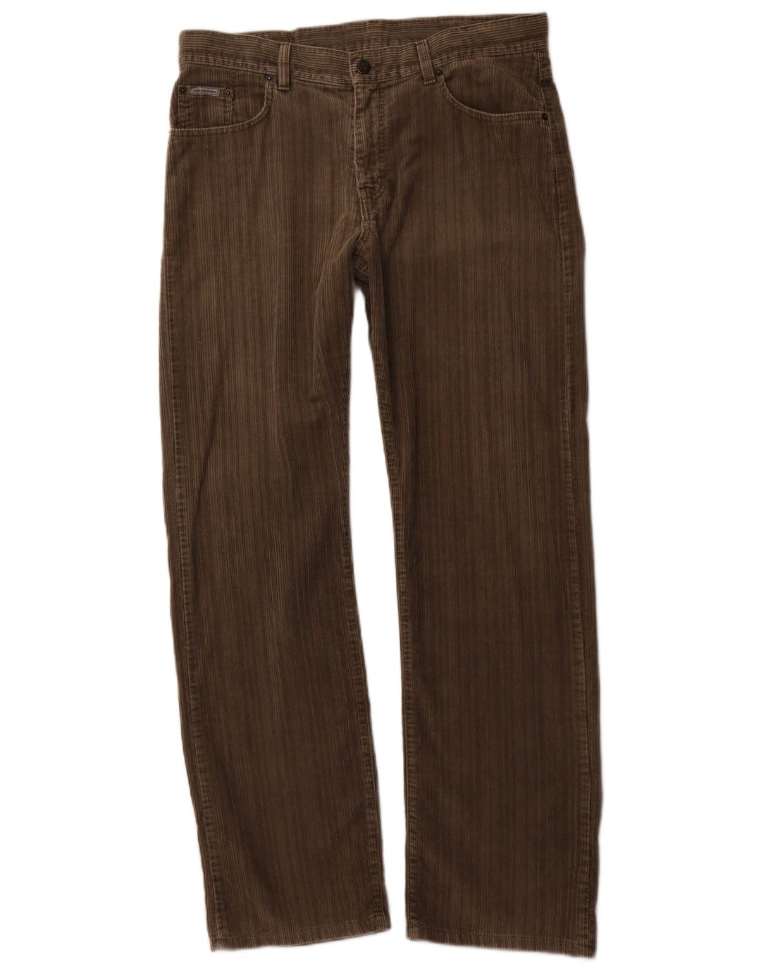 CALVIN KLEIN Mens Straight Corduroy Trousers W33 L32 Brown Cotton