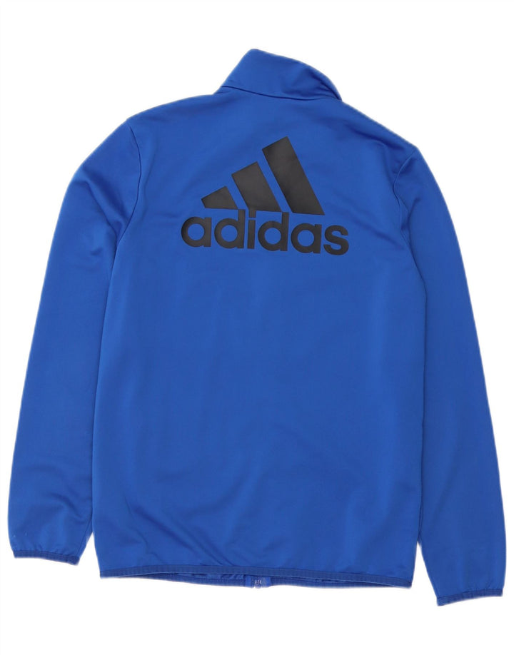 Adidas Boys Graphic Tracksuit Top Jacket 13-14 Years Blue Polyester