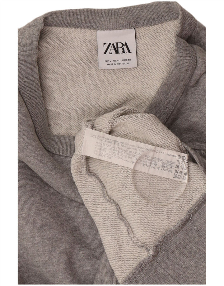 Zara Mens Sweatshirt Jumper Large Grey Cotton