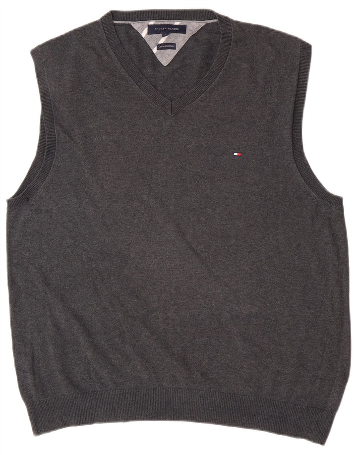 Tommy Hilfiger Mens Vest Tank Top Large Grey Cotton