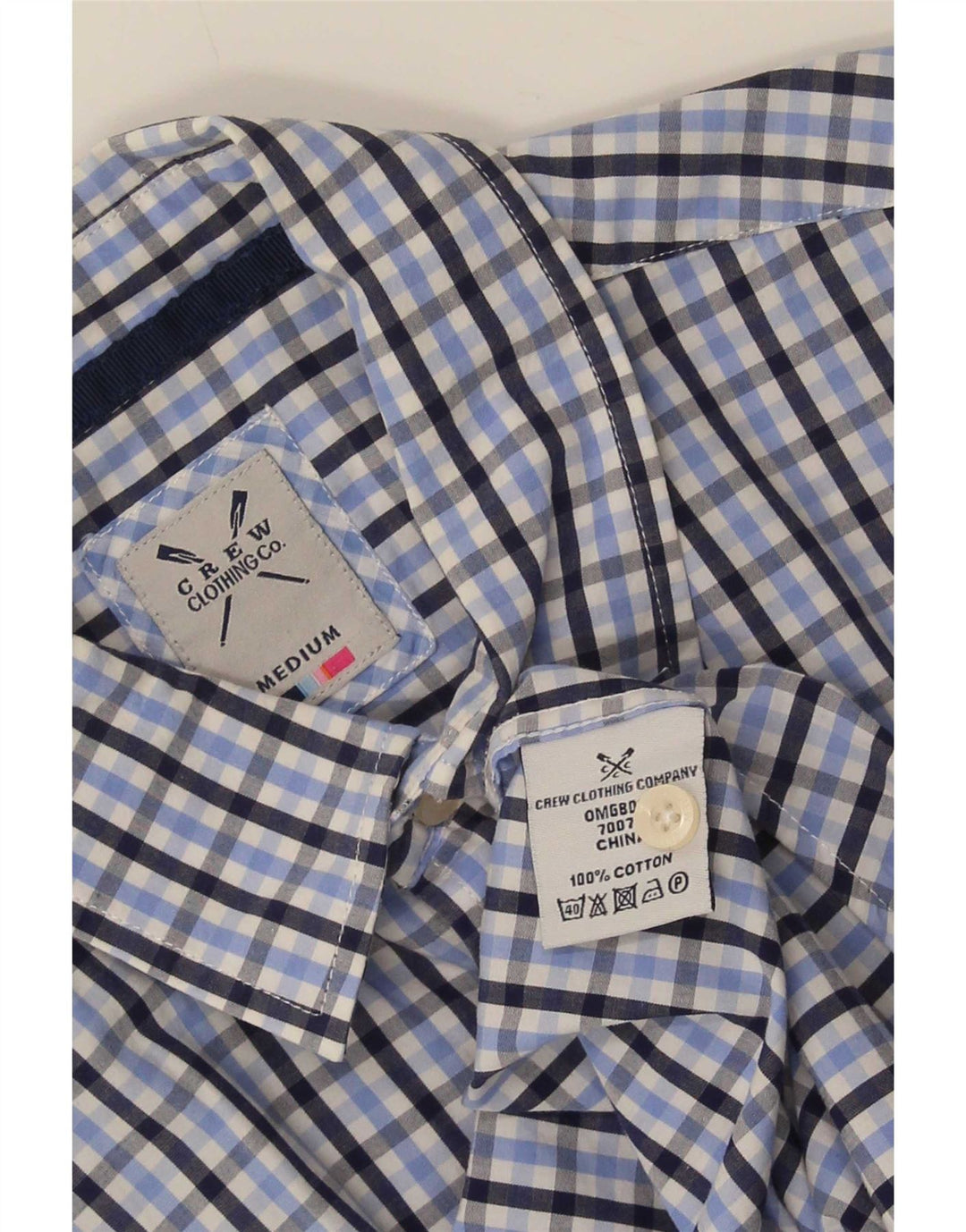 Crew Clothing Mens Short Sleeve Shirt Medium Blue Gingham Cotton