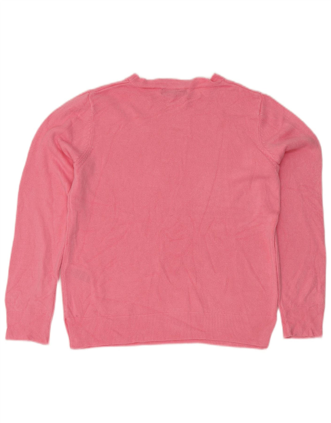 MARKS & SPENCER Womens Crew Neck Jumper Sweater UK 12 Medium Pink Acrylic