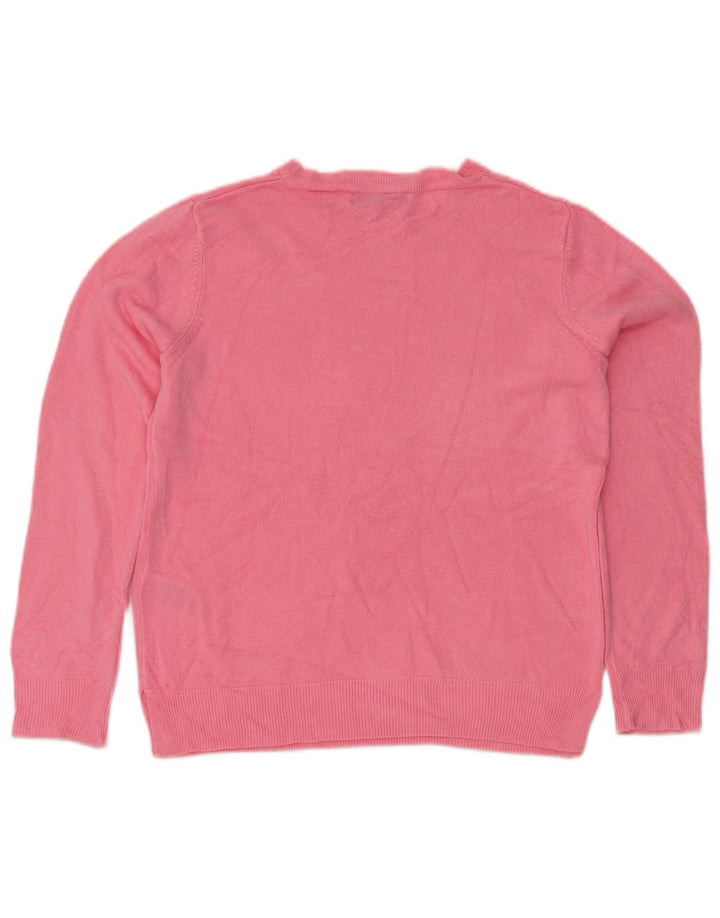 MARKS & SPENCER Womens Crew Neck Jumper Sweater UK 12 Medium Pink Acrylic