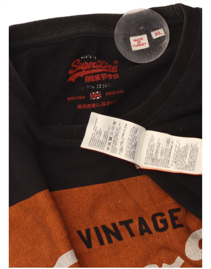 Superdry Mens Graphic T-Shirt Top XL Black Cotton