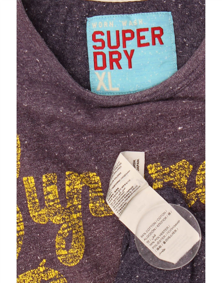 SUPERDRY Womens Riders Graphic T-Shirt Top UK 18 XL Purple Flecked Cotton