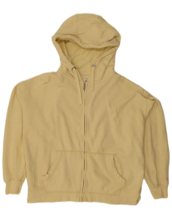 Fat Face Womens Oversized Zip Hoodie Sweater UK 16 Large Yellow Cotton