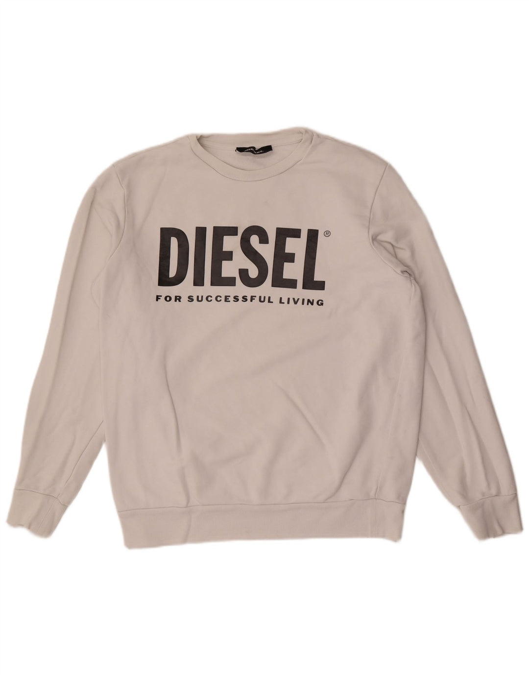 Diesel Mens Graphic Sweatshirt Jumper Large White Cotton