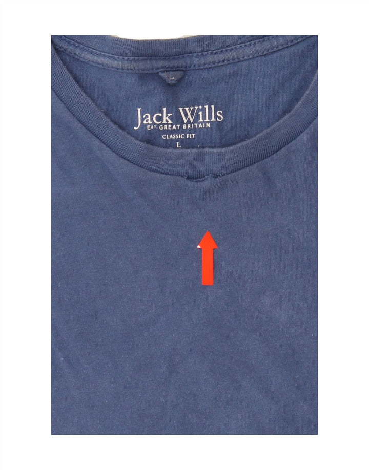 JACK WILLS Mens Classic Fit T-Shirt Top Large Blue Cotton Vintage Jack Wills and Second-Hand Jack Wills from Messina Hembry 