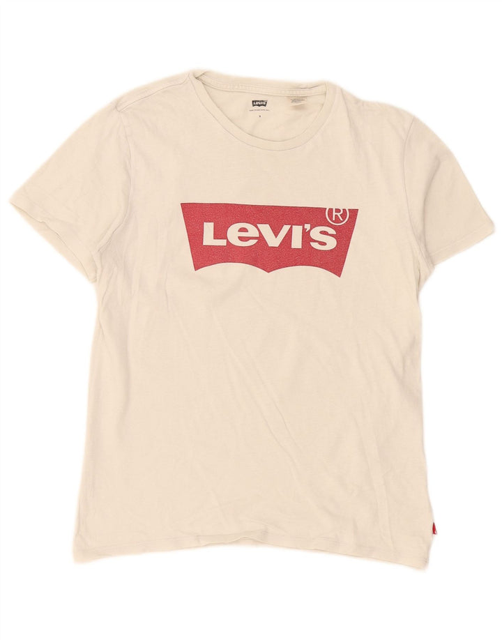 Levi's Womens Oversized Graphic T-Shirt Top UK 10 Small White