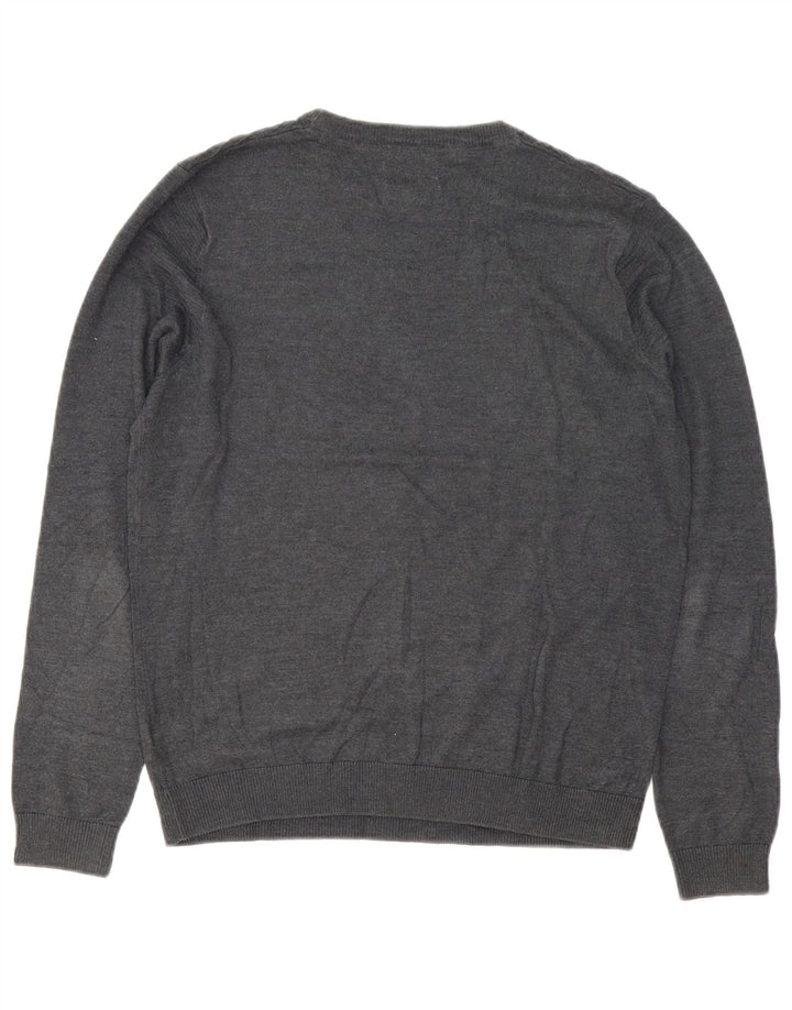 Marks & Spencer Mens Crew Neck Jumper Sweater Medium Grey Cotton