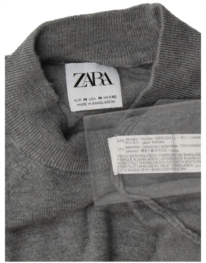 Zara Mens Turtle Neck Jumper Sweater Medium Grey Viscose