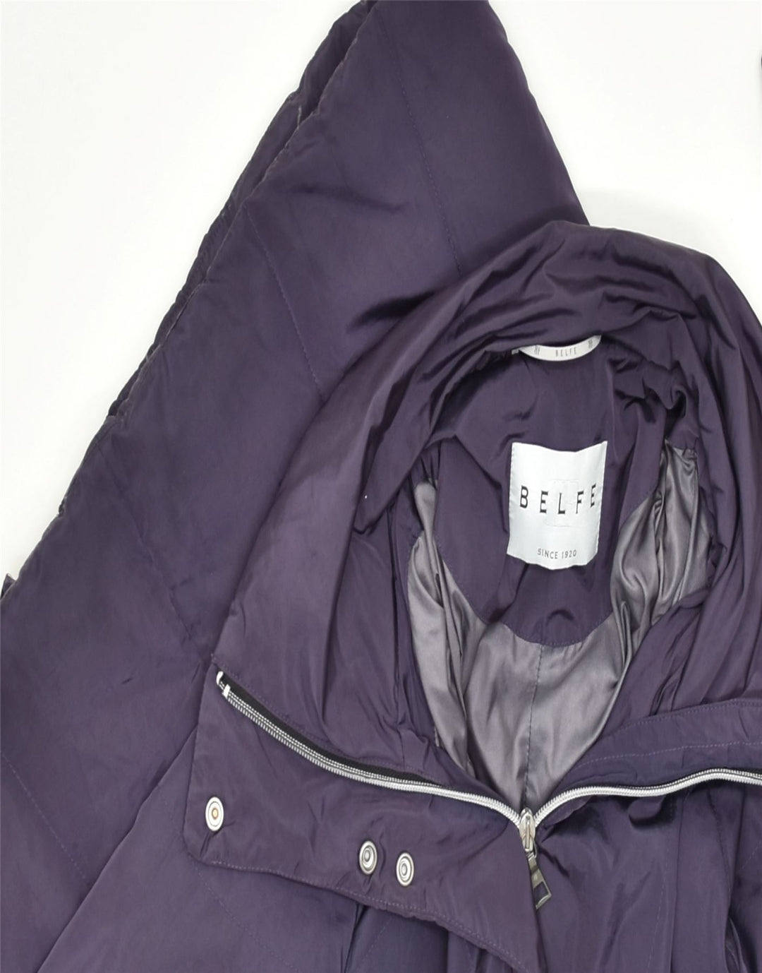 BELFE & BELFE Womens Windbreaker Coat UK 14 Medium Purple Polyester Winter | Vintage | Thrift | Second-Hand | Used Clothing | Messina Hembry 