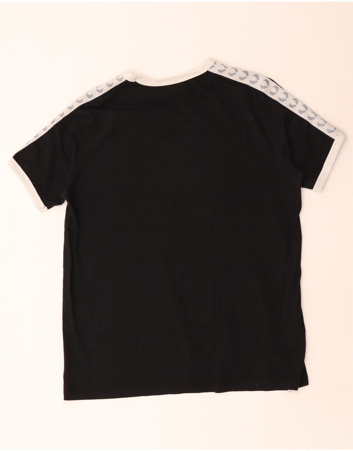 Fred Perry Mens Graphic T-Shirt Top Medium Black Colourblock Cotton